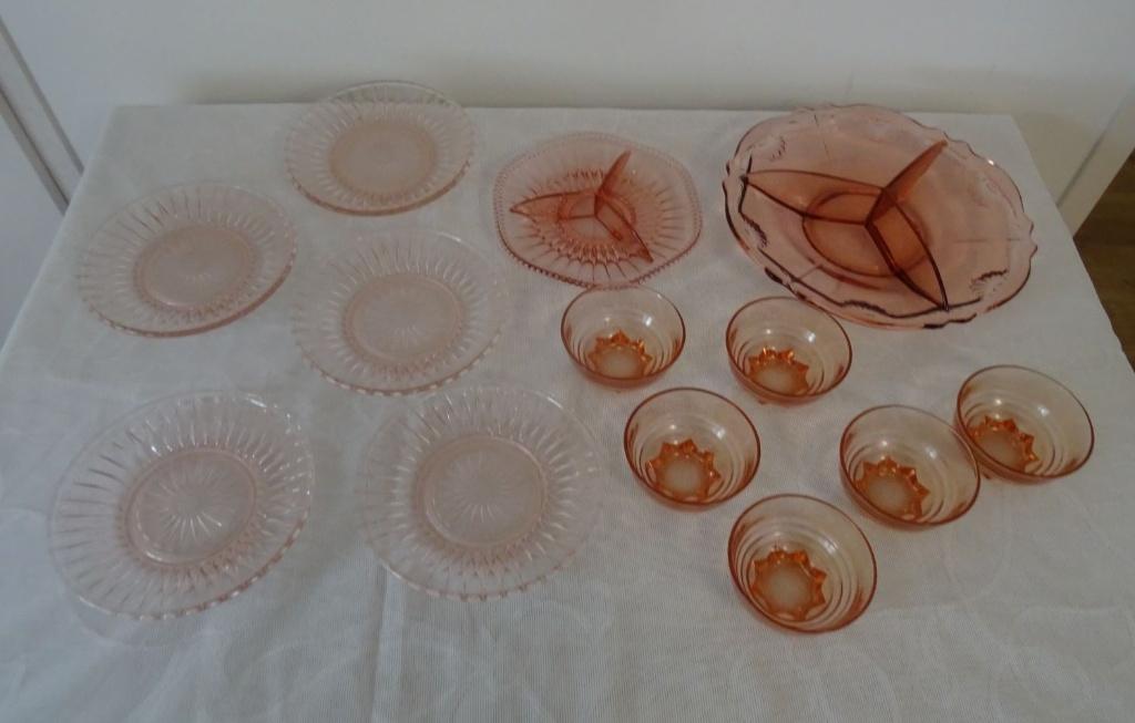 Art deco rosé glazen persglas., Antiek en Kunst, Antiek | Glas en Kristal, Ophalen