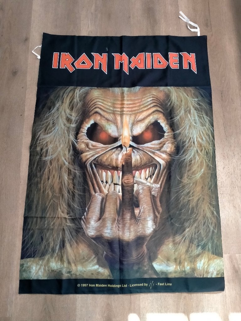 Iron Maiden Eddie 1997 vintage logo vlag metal hardrock, Verzenden, Gebruikt