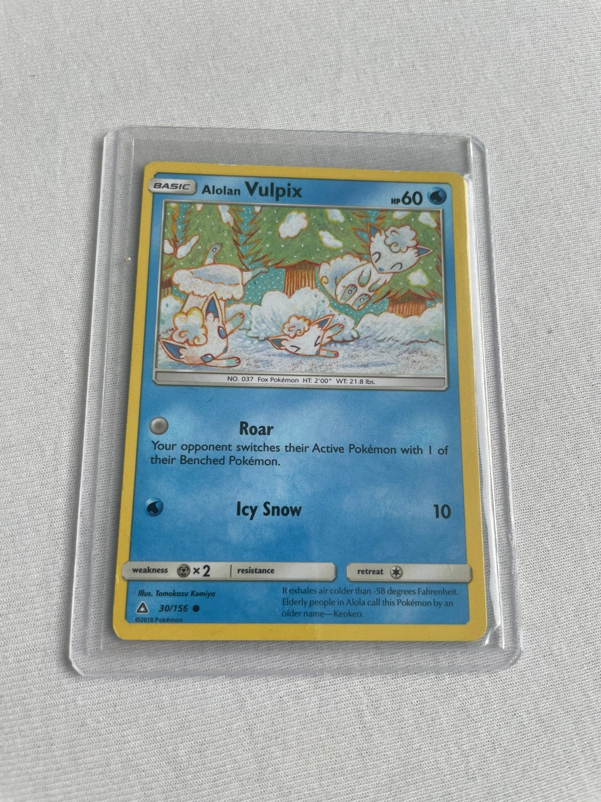 Alolan vulpix 30/156 pokemon kaart, Ophalen of Verzenden, Zo goed als nieuw, Losse kaart, Foil