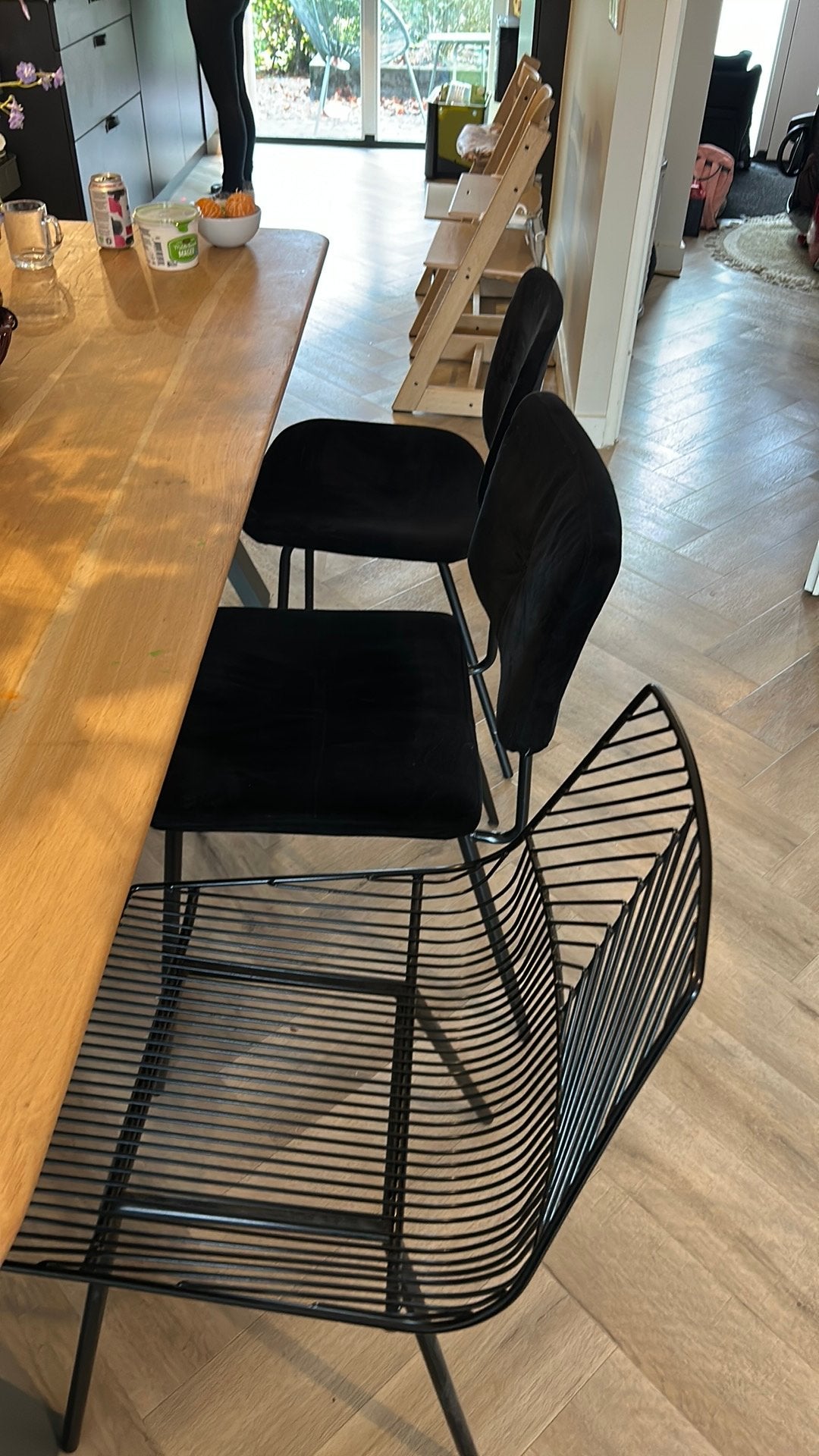 Eetkamer stoelen set 6 stuks. 4 stoks gestoffeerd zgan, Ophalen of Verzenden, Zo goed als nieuw, Grijs, Vier