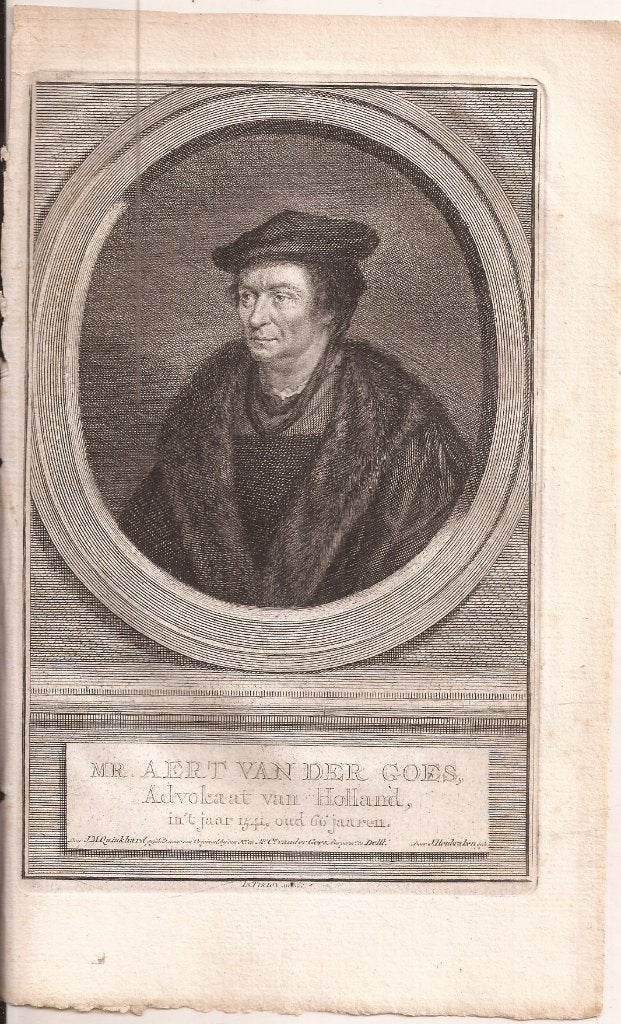 Mr. Aert van der Goes, Advokaat van Holland, in 't jaar 1541, Origineel, Ophalen of Verzenden, Gravure, 11 cm