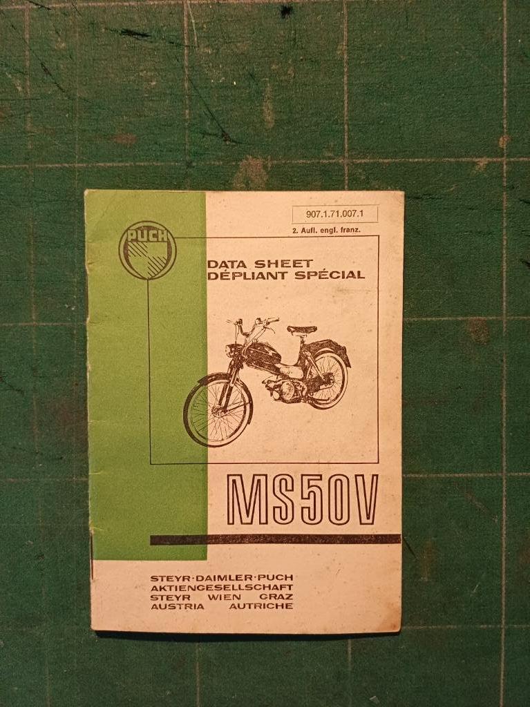 PUCH MS50V Data Sheet instructieboekje, Ophalen of Verzenden, Gebruikt