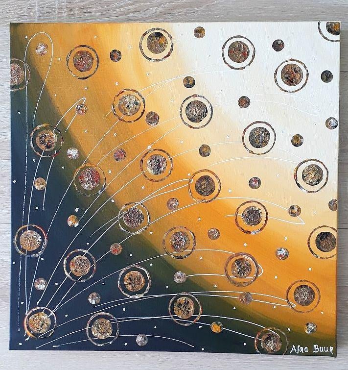 Nieuw handgeschilderd schilderij/ oker, zwart & creme, Ophalen of Verzenden