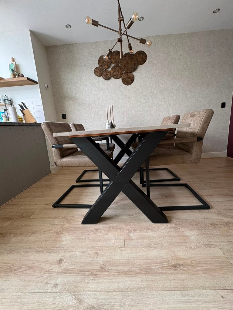 Tafel met stoelen 180x90 olive groen, Ophalen, Gebruikt, Teakhout, 50 tot 100 cm