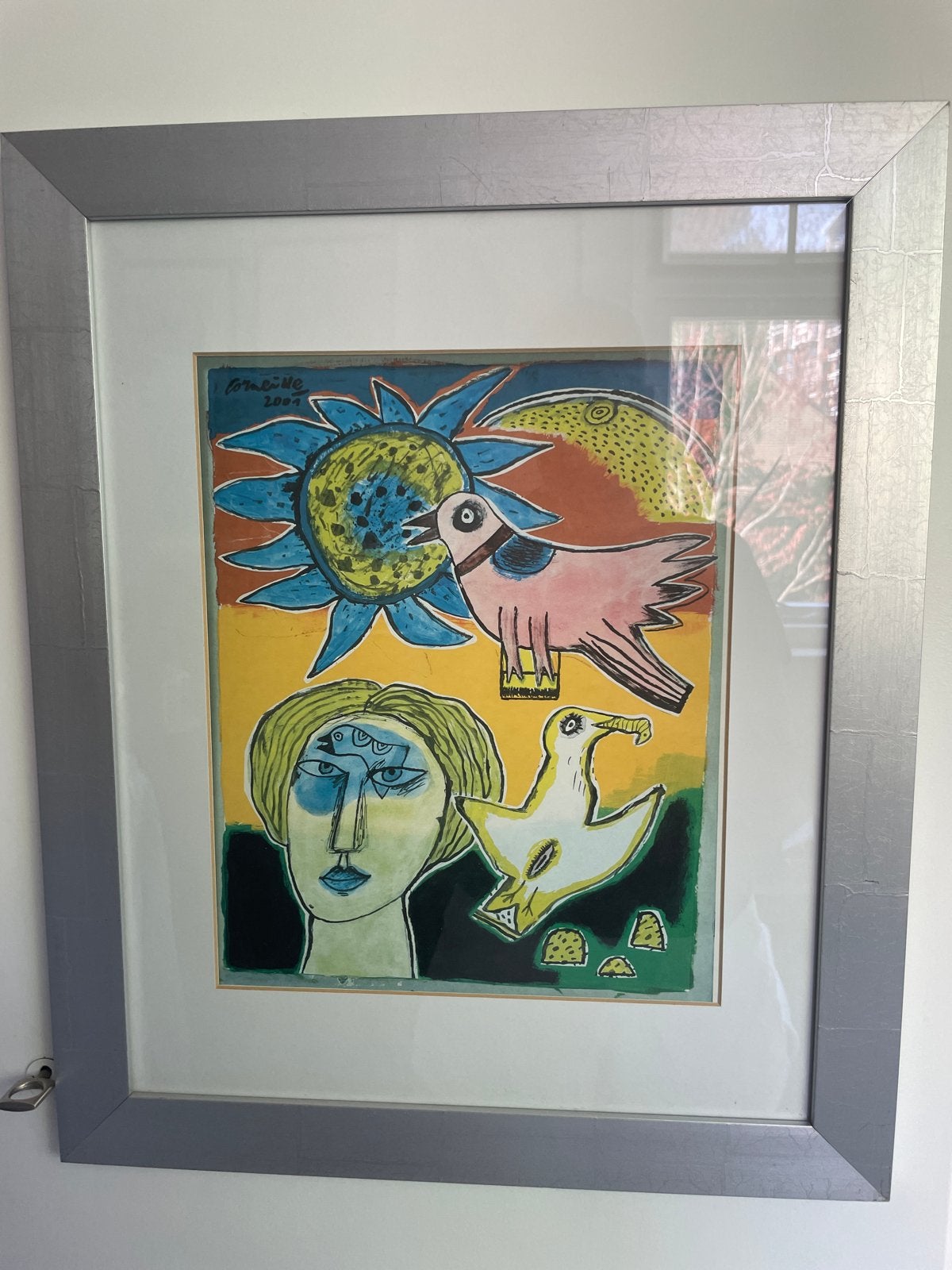 Modern schilderij gesigneerd Corneille 2007 reproductie, Figuren, Papier/karton, Ophalen of Verzenden, Gesigneerd