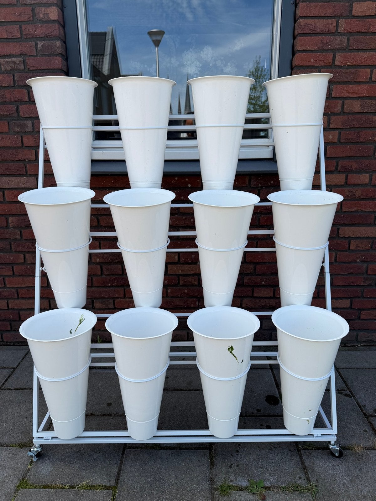 Verticale bloembakkenrek met 12 potten, Tuin en Terras, Ophalen, Gebruikt, Balkon, Metaal