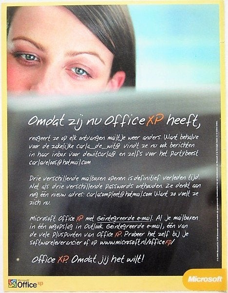 4 vintage advertenties reclames Microsoft 1999-2004 Windows, Ophalen of Verzenden, Gebruikt, Overige typen