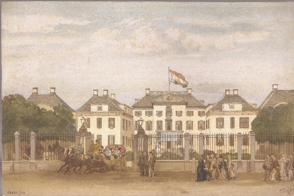 Apeldoorn Het Koninklijk Paleis het Loo Ch. Rochussen Litho, 1800 - 1899, Architectuur, 19 cm, Ophalen of Verzenden