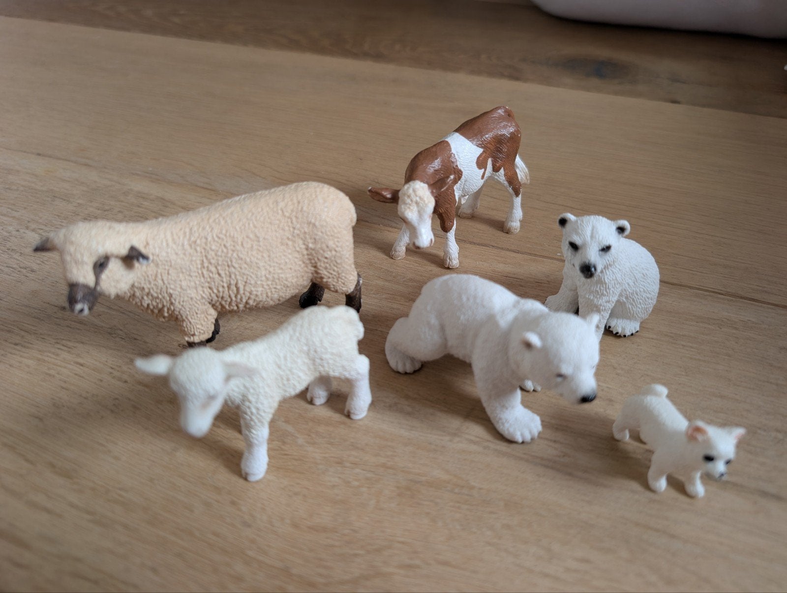 Schleich dieren: Schaap, lam, kalf en ijsberen (en hondje), Ophalen of Verzenden