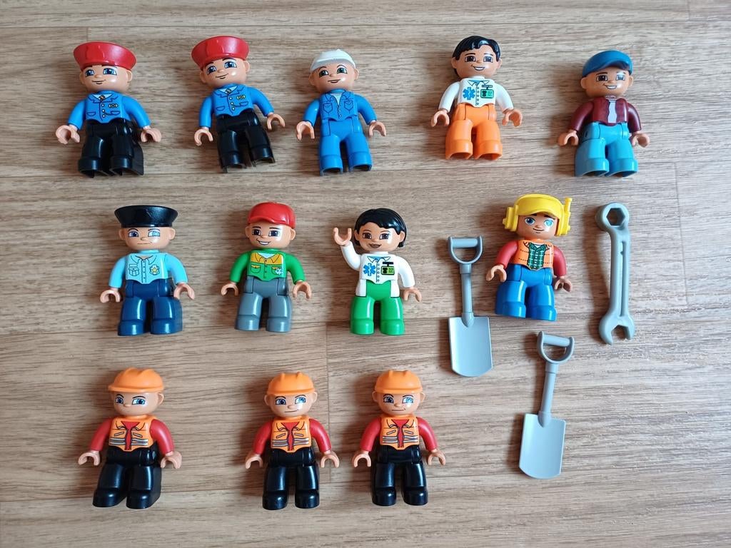 Duplo lego poppetjes politie postbode piloot dokter, Ophalen of Verzenden, Zo goed als nieuw, Duplo