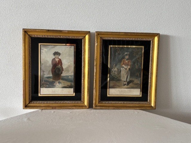 2 ANTIEKE GRAVURES (R. Westall), Ingelijst, Portret, Ophalen of Verzenden, Gravure