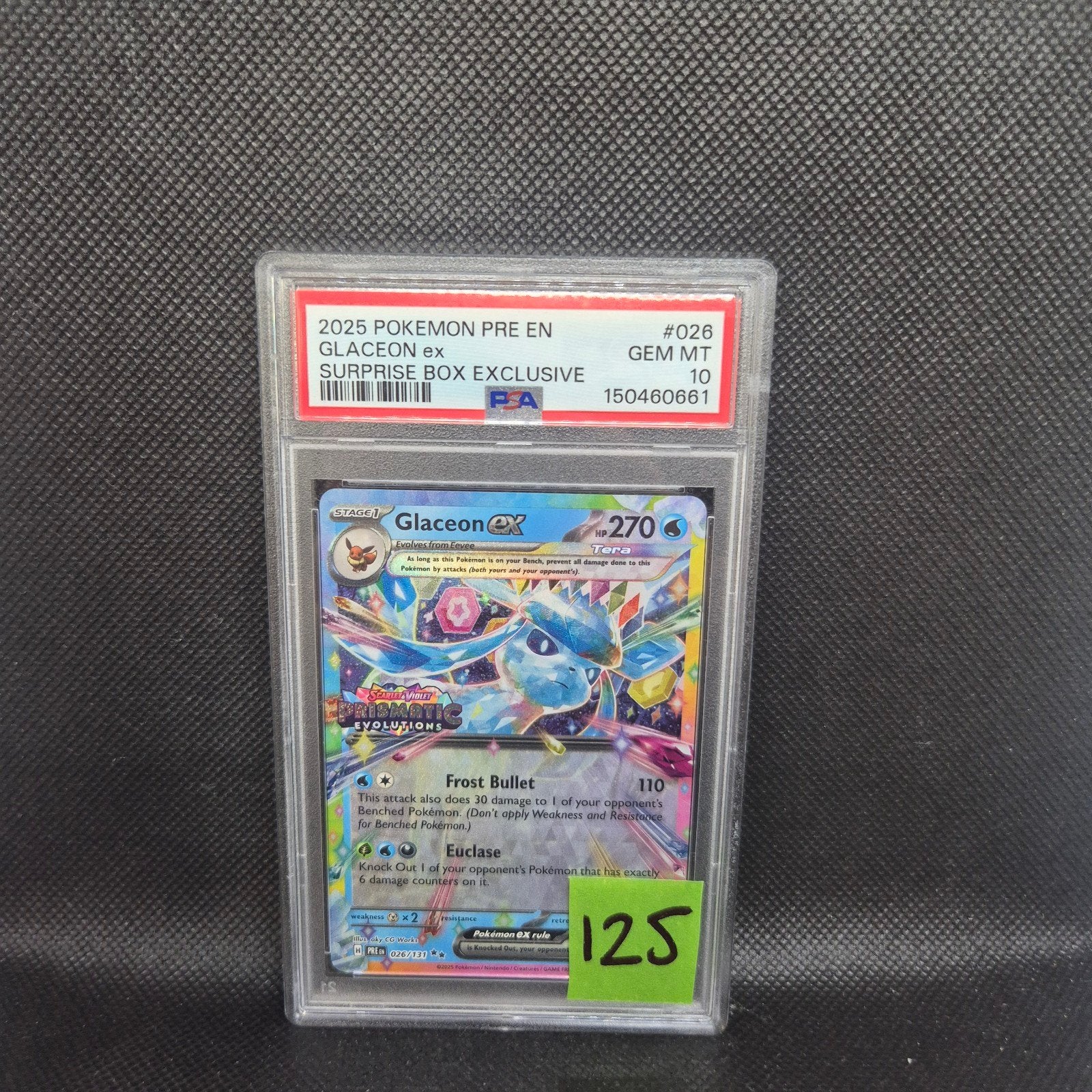 Glaceon Ex Prismatic Evolutions PSA 10, Ophalen of Verzenden, Zo goed als nieuw