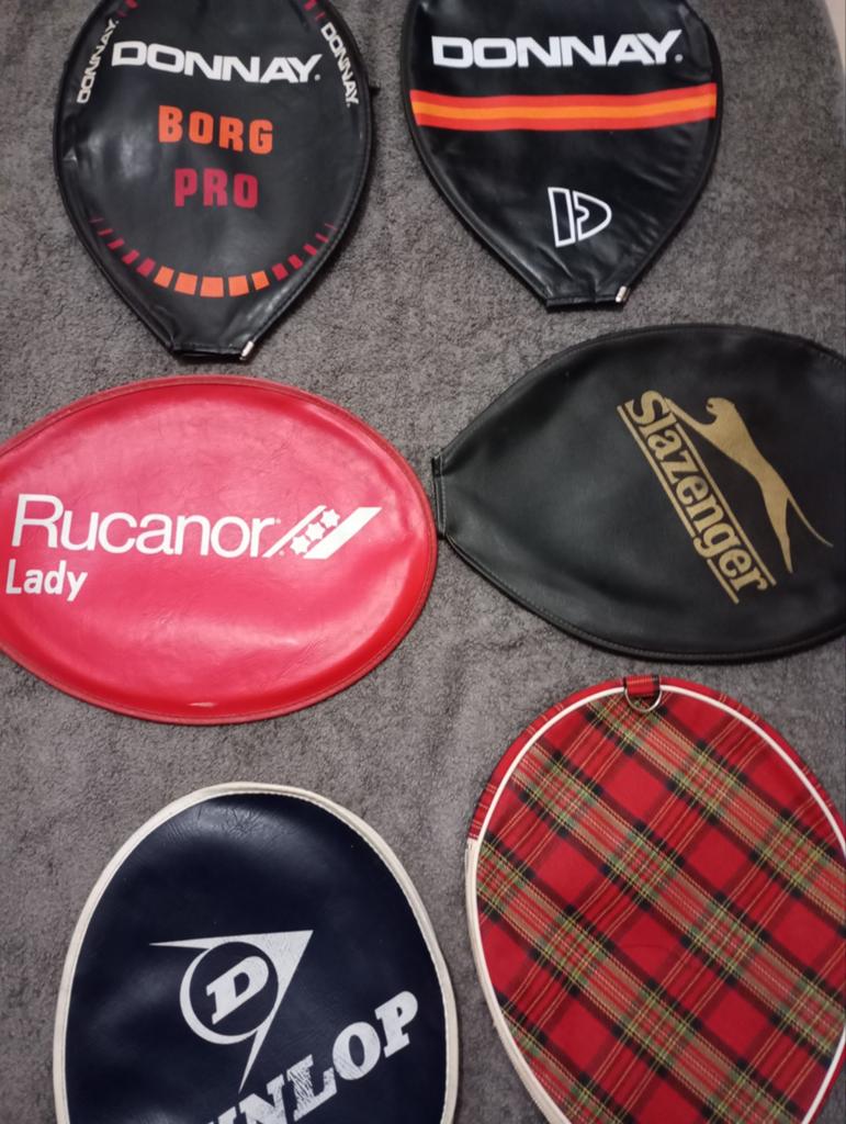 5 Vintage Hoezen voor Houten Tennisrackets, Sport en Fitness, Tennis, Ophalen of Verzenden, Gebruikt, Tas