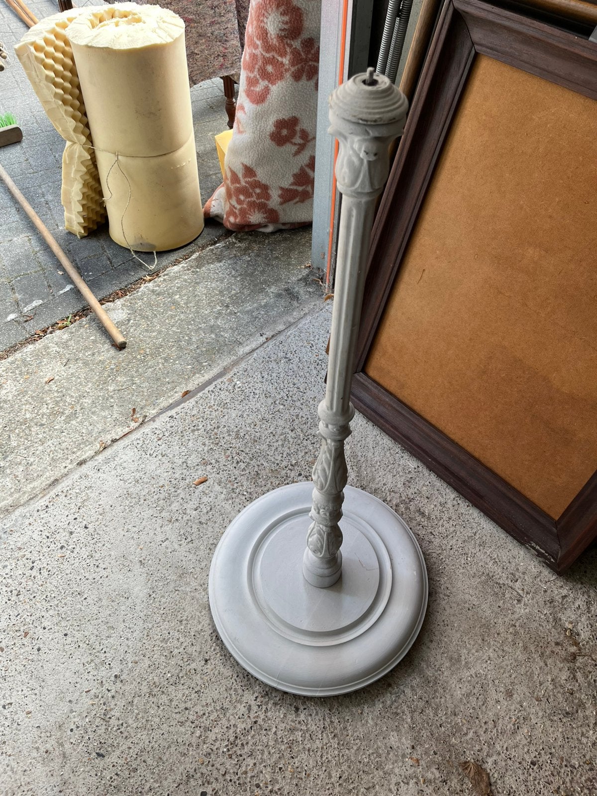 ZEER GROTE ANTIEKE IJZEREN BALUSTER LAMP LAMPENVOET, Ophalen of Verzenden, Zo goed als nieuw