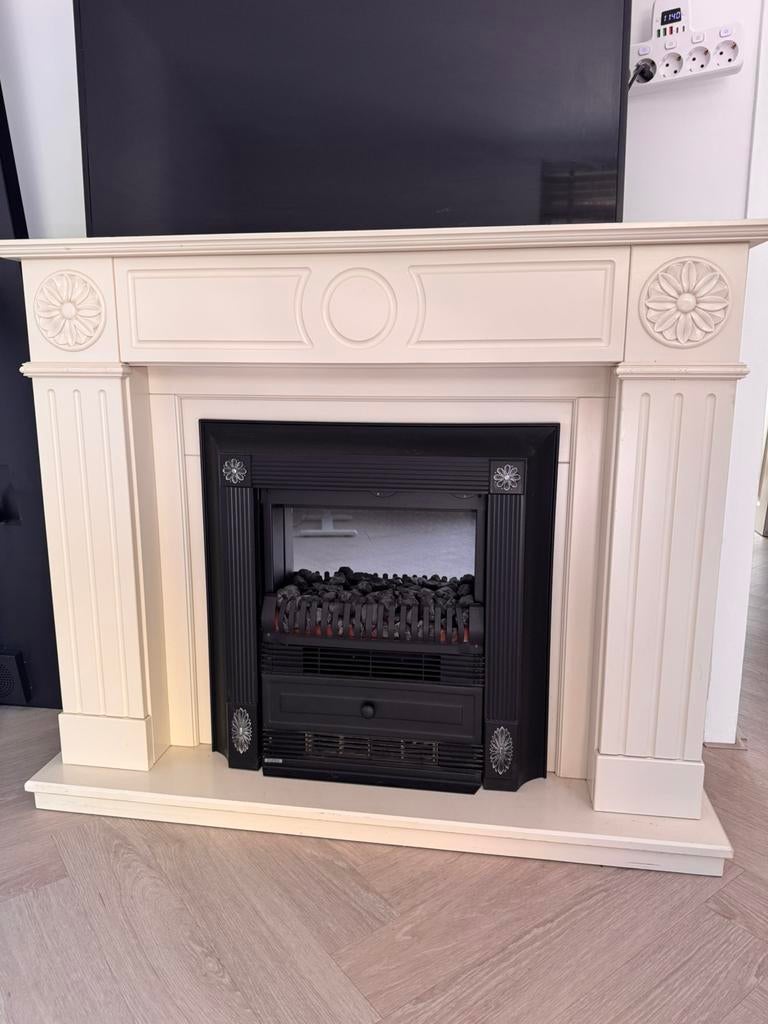 Elektrische haard met mantel te koop, Ophalen, Zo goed als nieuw, Vrijstaande haard, Elektrische haard