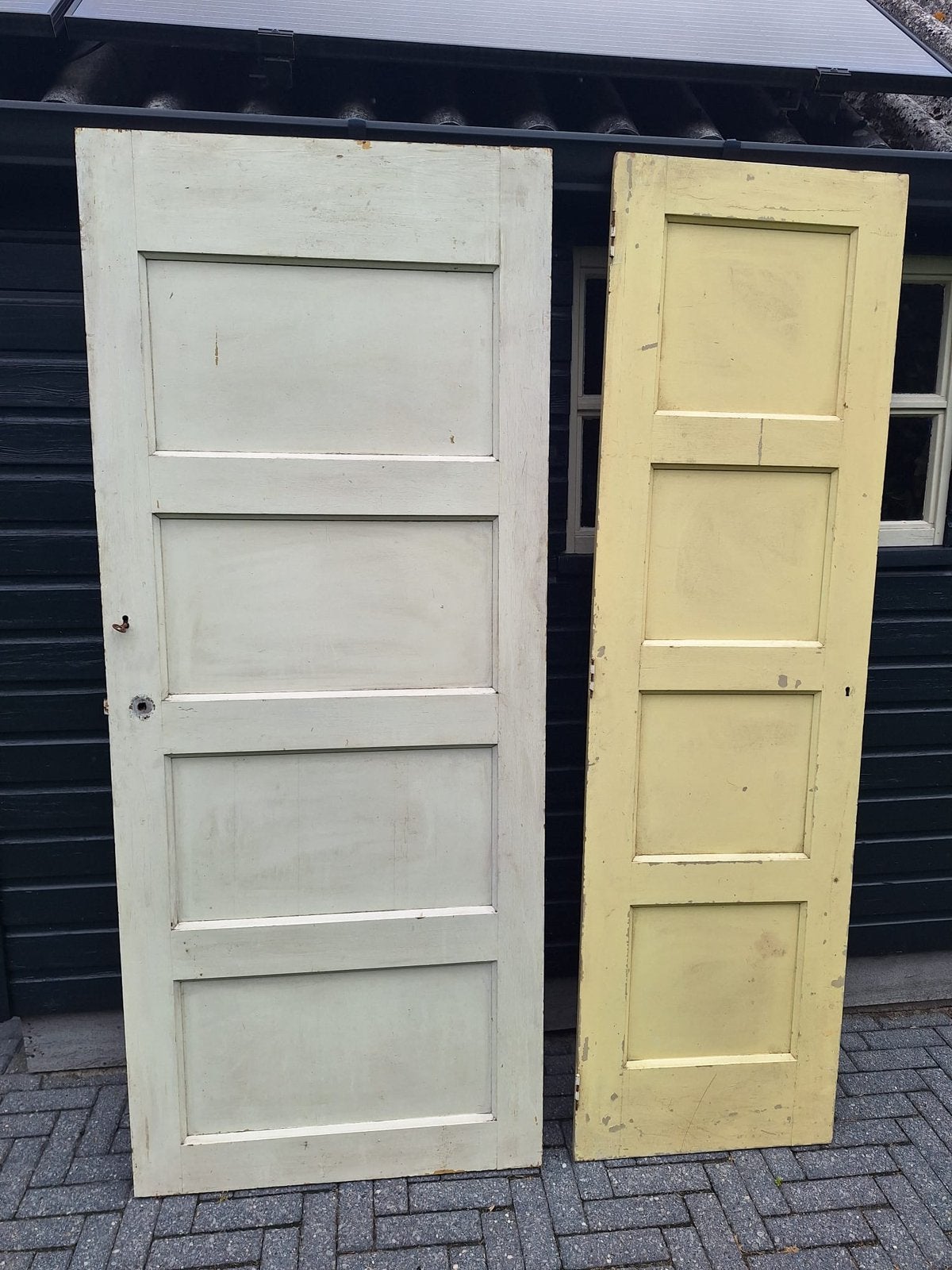 Twee paneeldeuren uit onze jaren 30 woning, Doe-het-zelf en Verbouw, Ophalen of Verzenden, Gebruikt, Binnendeur, 200 tot 215 cm