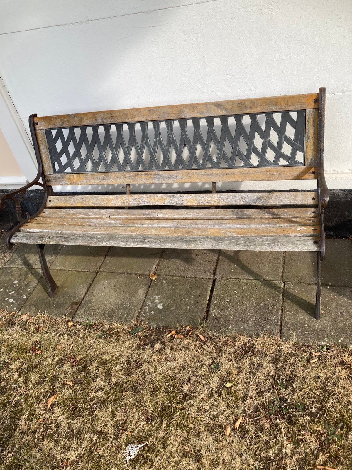 Vintage gietijzer tuinbank zijkanten en rug, Tuin en Terras, Ophalen, Gebruikt