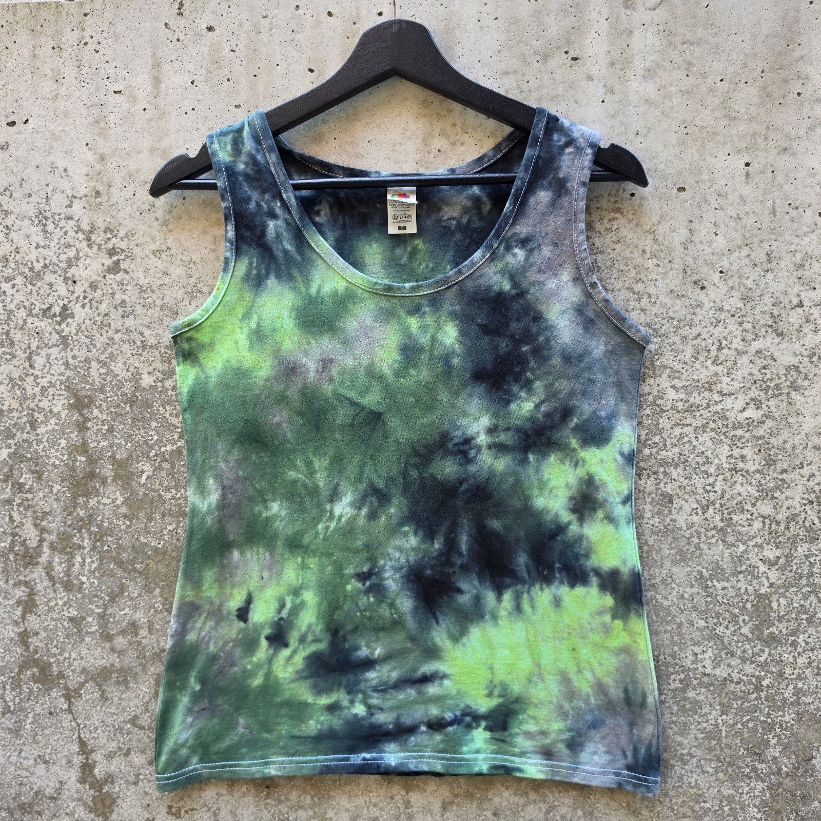 Groen - zwart spiral tie dye dames tanktop maat S, Overige kleuren, Nieuw, Ophalen of Verzenden, Spiral Creaties