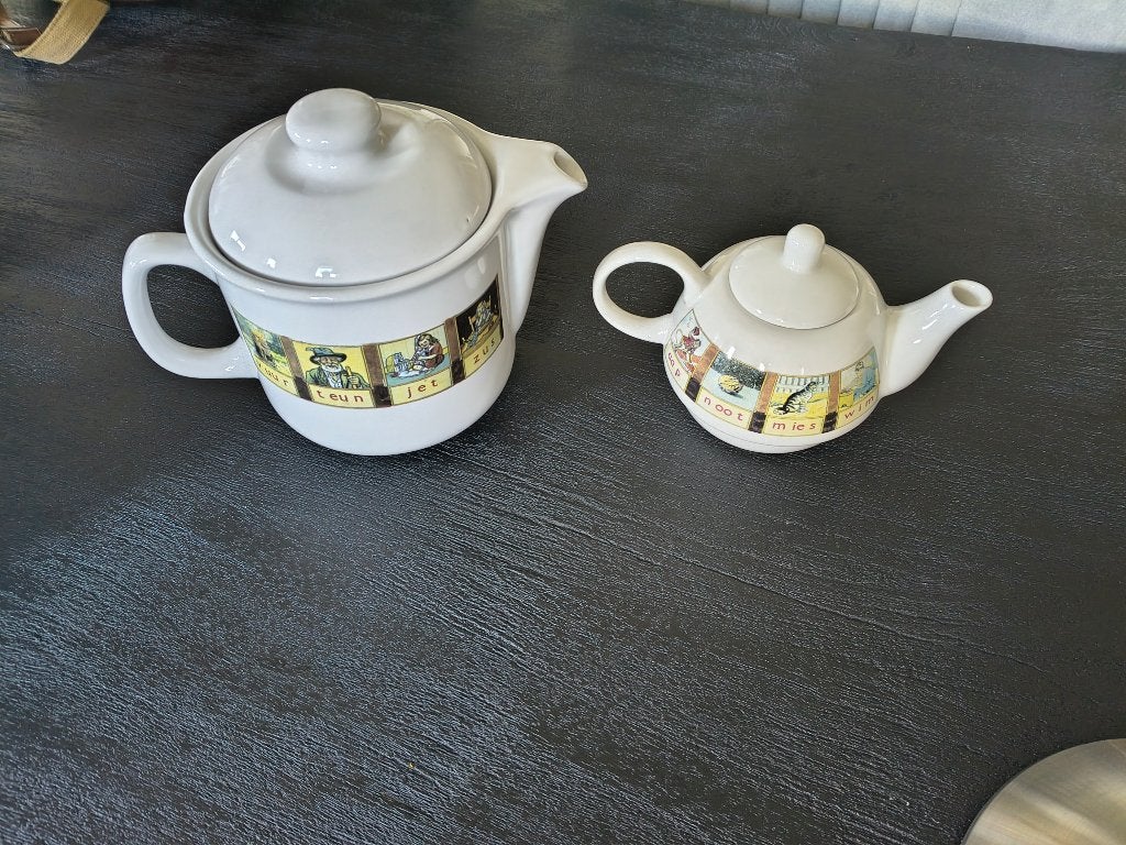 Aap Noot Mies theepotten, Ophalen of Verzenden, Zo goed als nieuw, Glas, Overige stijlen