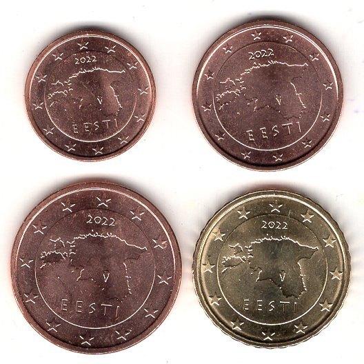 1 + 2 + 5 + 20 Eurocent Griekenland 2022 - UNC, Verzenden, Griekenland, Overige waardes, Setje