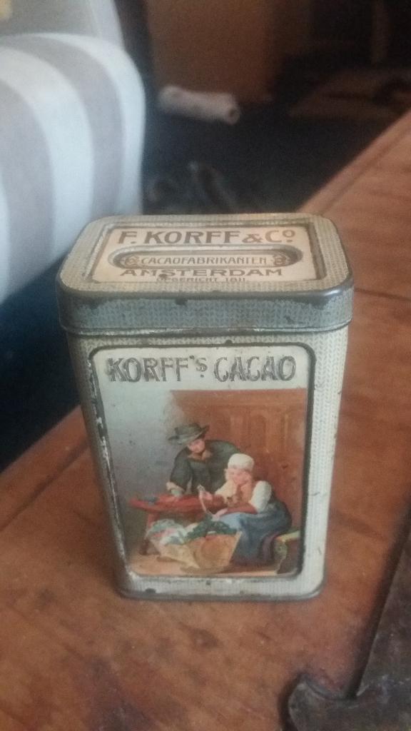 korff  cacaoblikje, Ophalen of Verzenden, Gebruikt, Overige