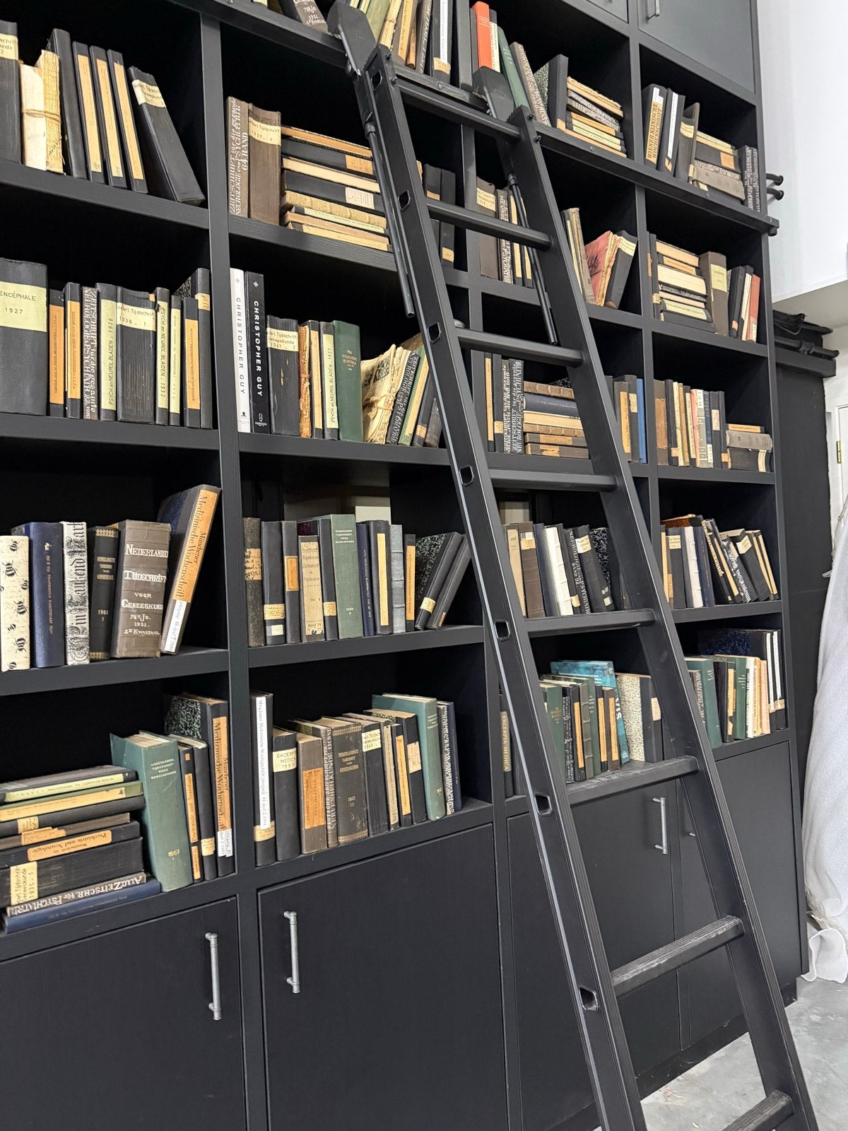 Grote Zwarte Boekenkast met Ladder, Ophalen
