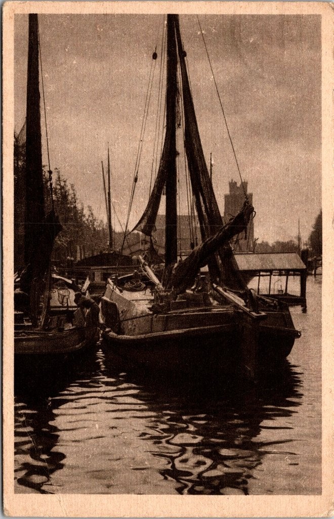 Dordrecht - 11 oude ansichtkaarten Nieuwe Haven, Verzenden, 1940 tot 1960, Gelopen, Zuid-Holland