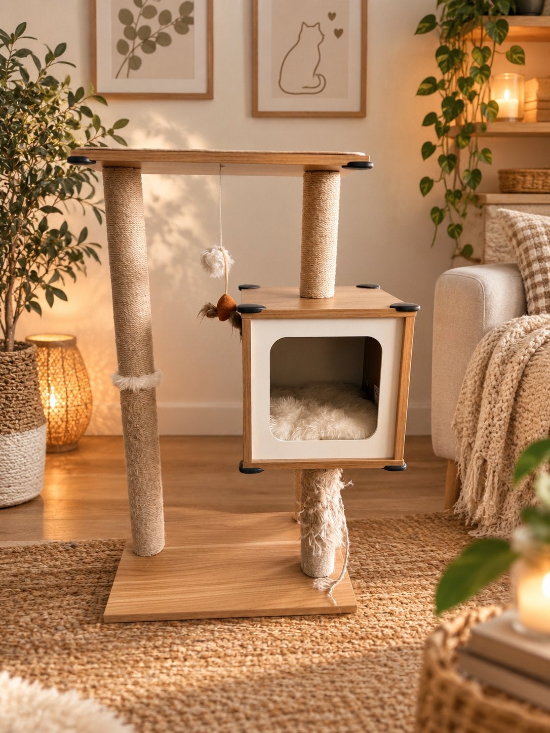 Cat tree with house & scratching posts / Krabpaal, Ophalen, Krabpaal