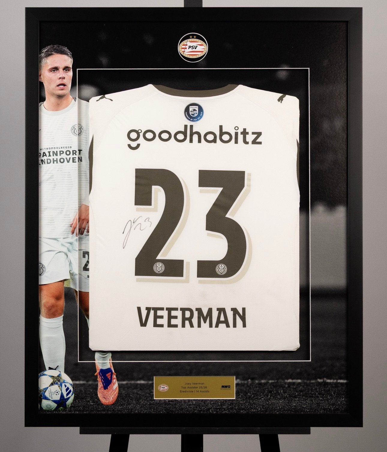 Joey Veerman Gesigneerd Shirt - Top Assister Eredivisie, Ophalen of Verzenden, Zo goed als nieuw, PSV, Shirt