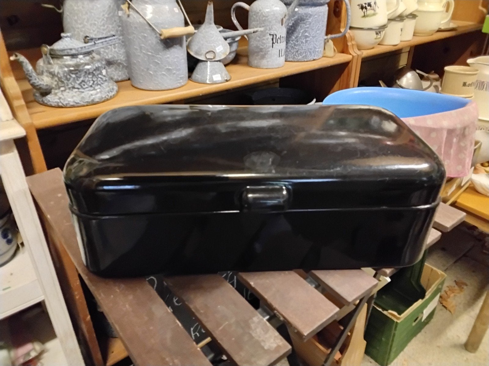Zwarte Emaille broodtrommel, Ophalen of Verzenden