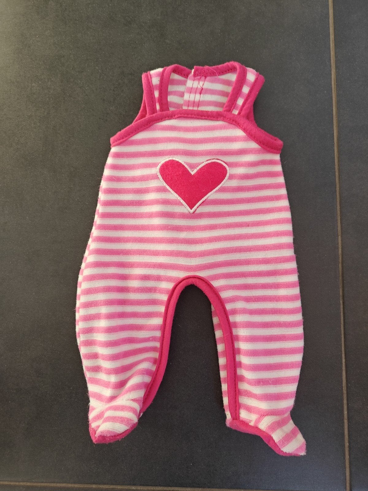 Rompertje voor o.a. Baby Born pop - Roze gestreept met hart, Kinderen en Baby's, Ophalen of Verzenden, Gebruikt, Babypop