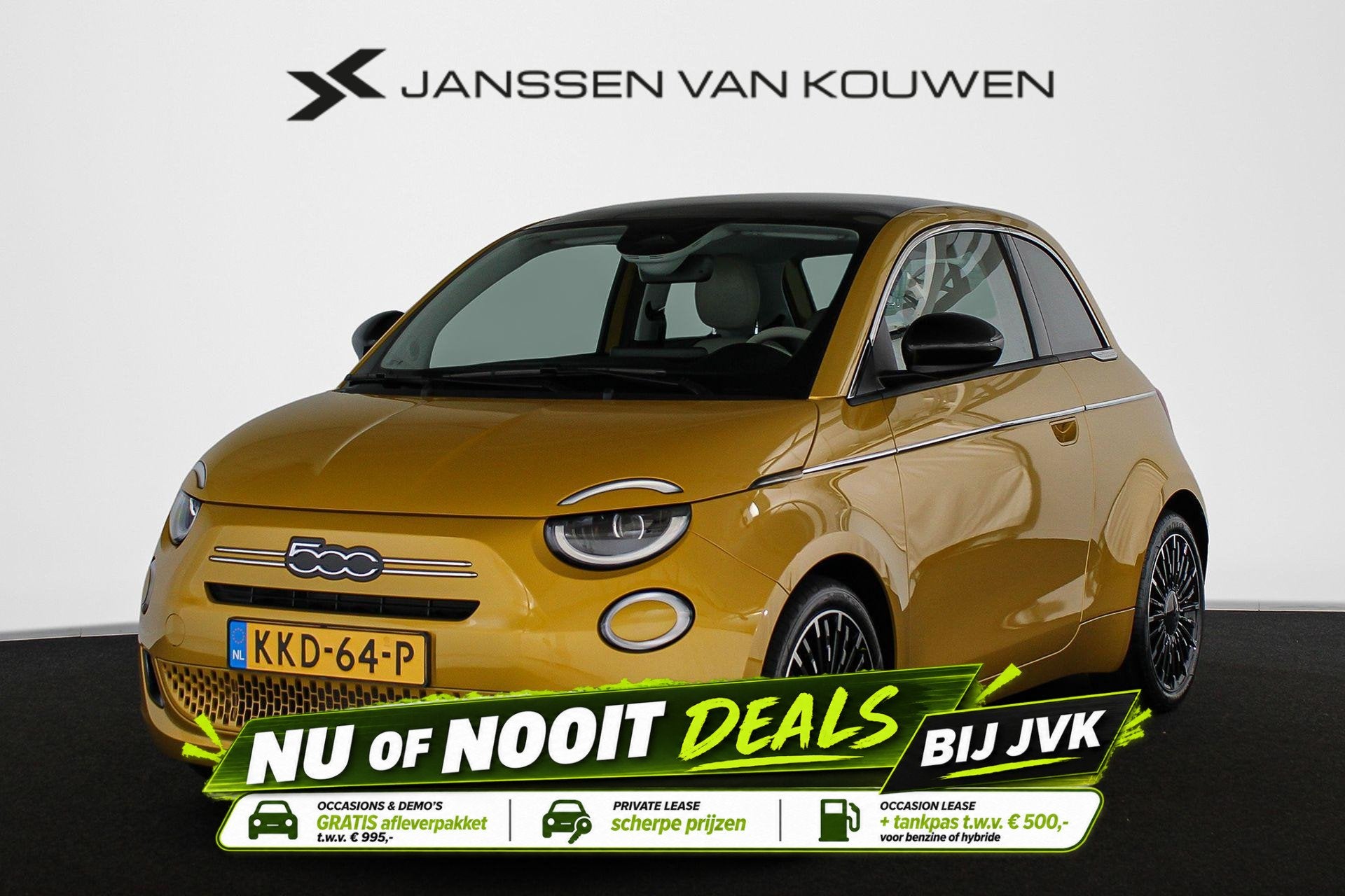 Fiat 500 1.0 Hybrid La Prima JBL Panoramadak Stoelverwarming, Auto's, Euro 6, 4 stoelen, Handgeschakeld, 19 km/l
