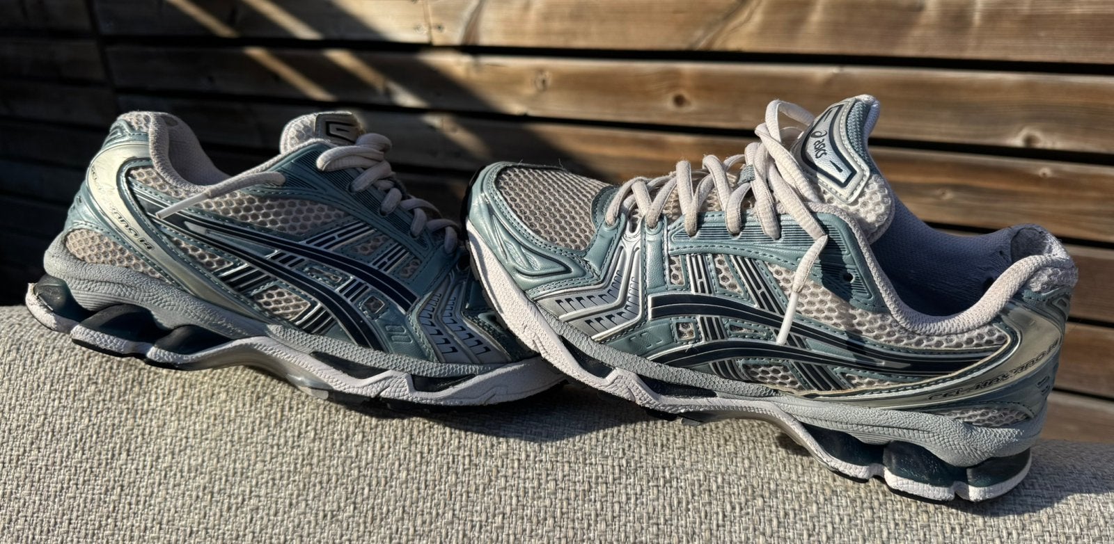 Asics gel kayano 14 fjord grey/maat 39, Wit, Ophalen of Verzenden, Sneakers of Gympen, Gedragen