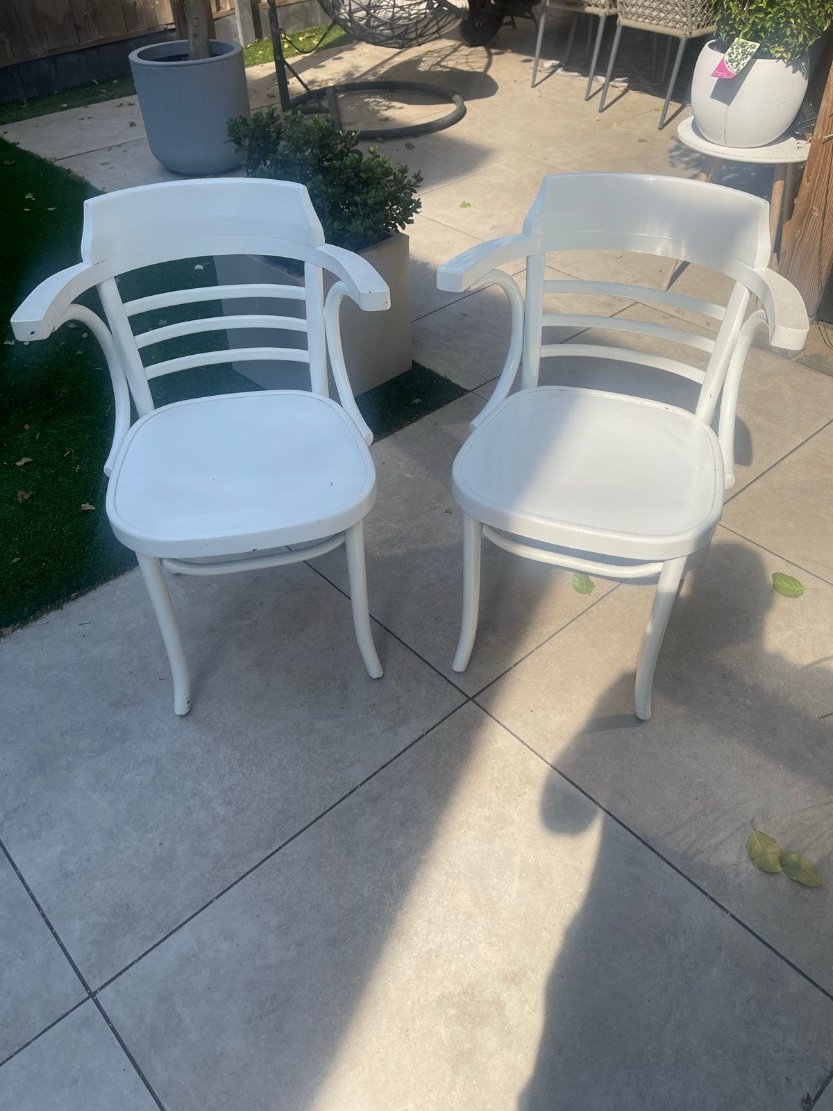 2 Witte gelakte caféstoelen, Ophalen, Gebruikt, Twee, Wit