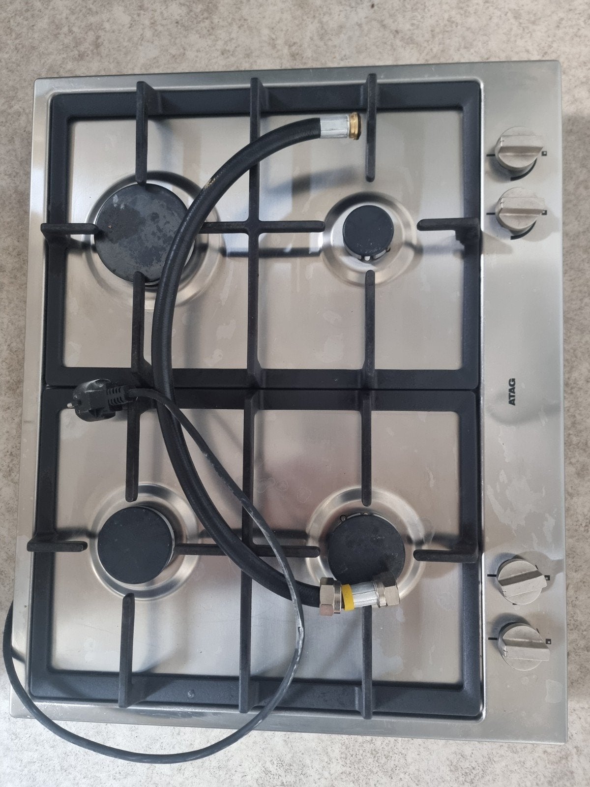ATAG 4 pits RVS inbouw gaskookplaat met vonkontsteking, Ophalen, Inbouw, Gas, 4 kookzones