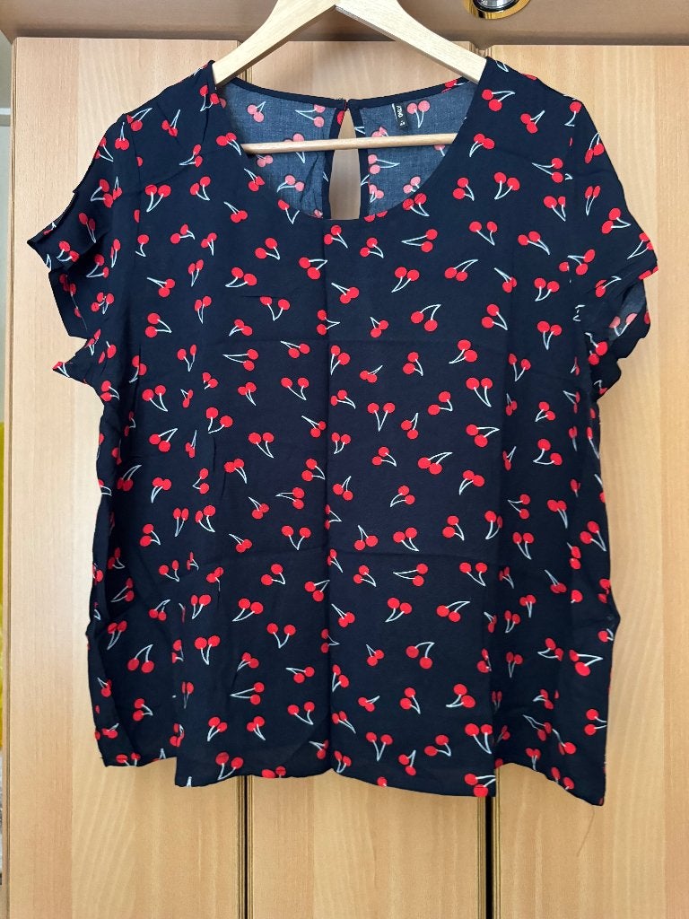 Donkerblauwe top met kersen Only, Only, Blauw, Maat 42/44 (L), Ophalen of Verzenden