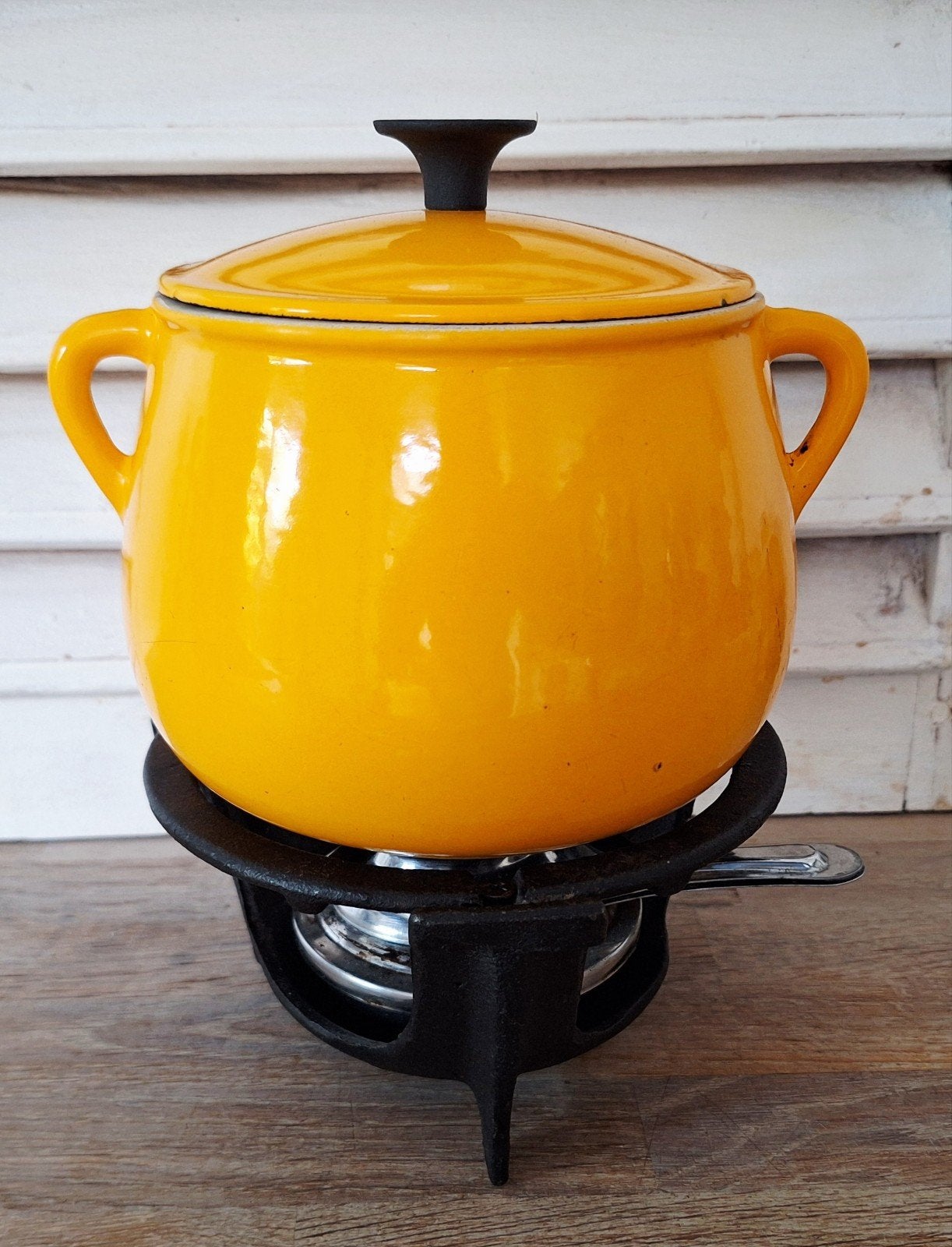Vintage Cousances "Bean Pot" fonduestel - geel/oranje, Ophalen of Verzenden