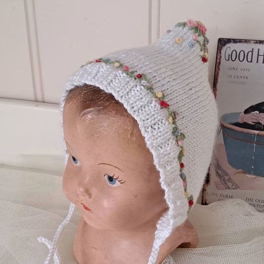 Hand gebreid  Baby  Pop Baby Born muts roosjes NIEUW, Ophalen of Verzenden