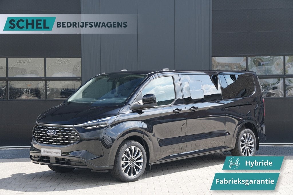 Ford Tourneo Custom 340 2.5 PHEV L2H1 Titanium X 232pk | ACC, Auto's, Ford, 232 pk, 1850 kg, Automatische klimaatregeling, Zwart