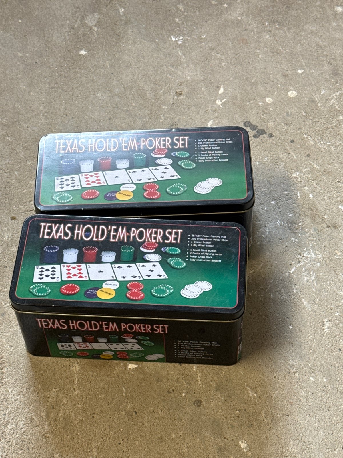 Texas Hold'em Poker Set met Mat en Fiches, Drie of vier spelers, Ophalen, Gebruikt