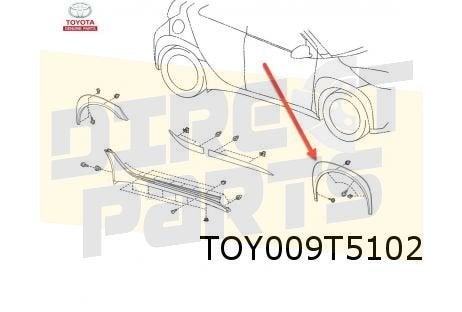 Toyota Aygo X (3/22-) wielkuiplijst Rechts (zwart) Origineel, -, Verzenden, -, Nieuw