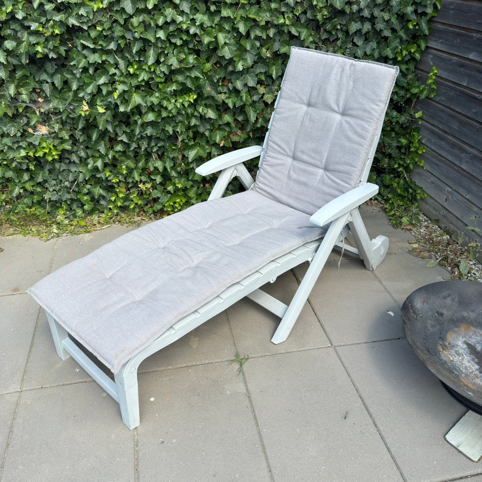 Tuinstoel ligstoel Hartman met kussen, Ophalen, Zo goed als nieuw, Kunststof, Verstelbaar