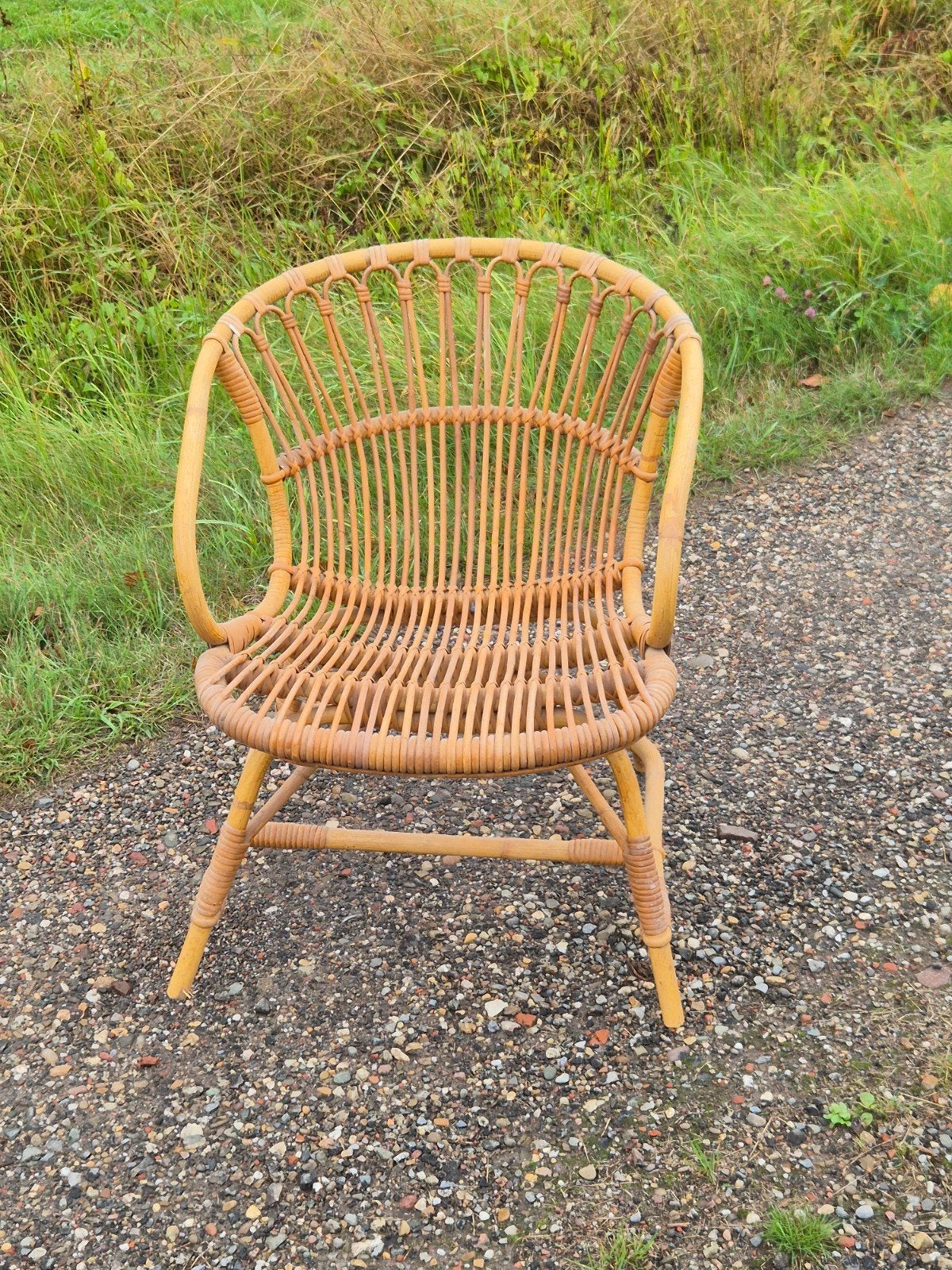 vintage rotan kuipstoeltje, Tuin en Terras, Tuinstoelen, Ophalen, Rotan