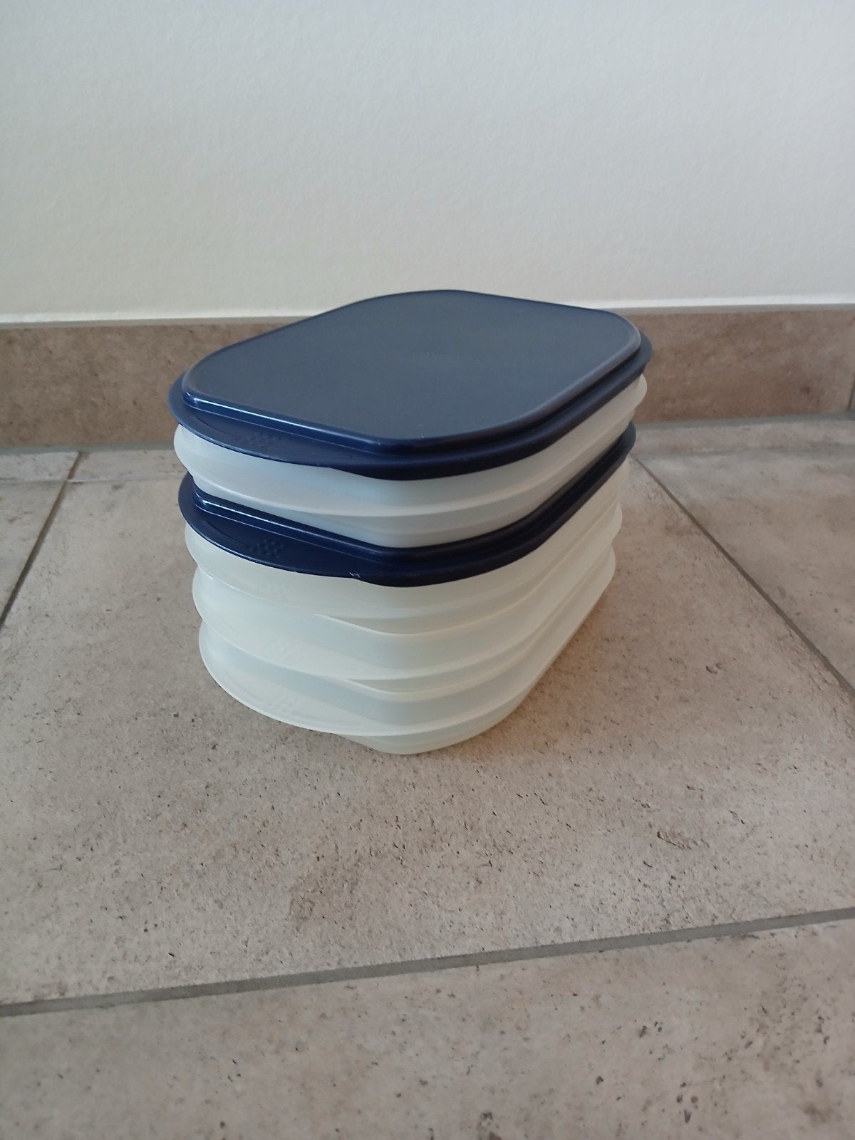 Tupperware vleeswarendoos, vleeswarentrio, beleg/kaasdoos, Ophalen of Verzenden, Gebruikt, Blauw, Overige typen
