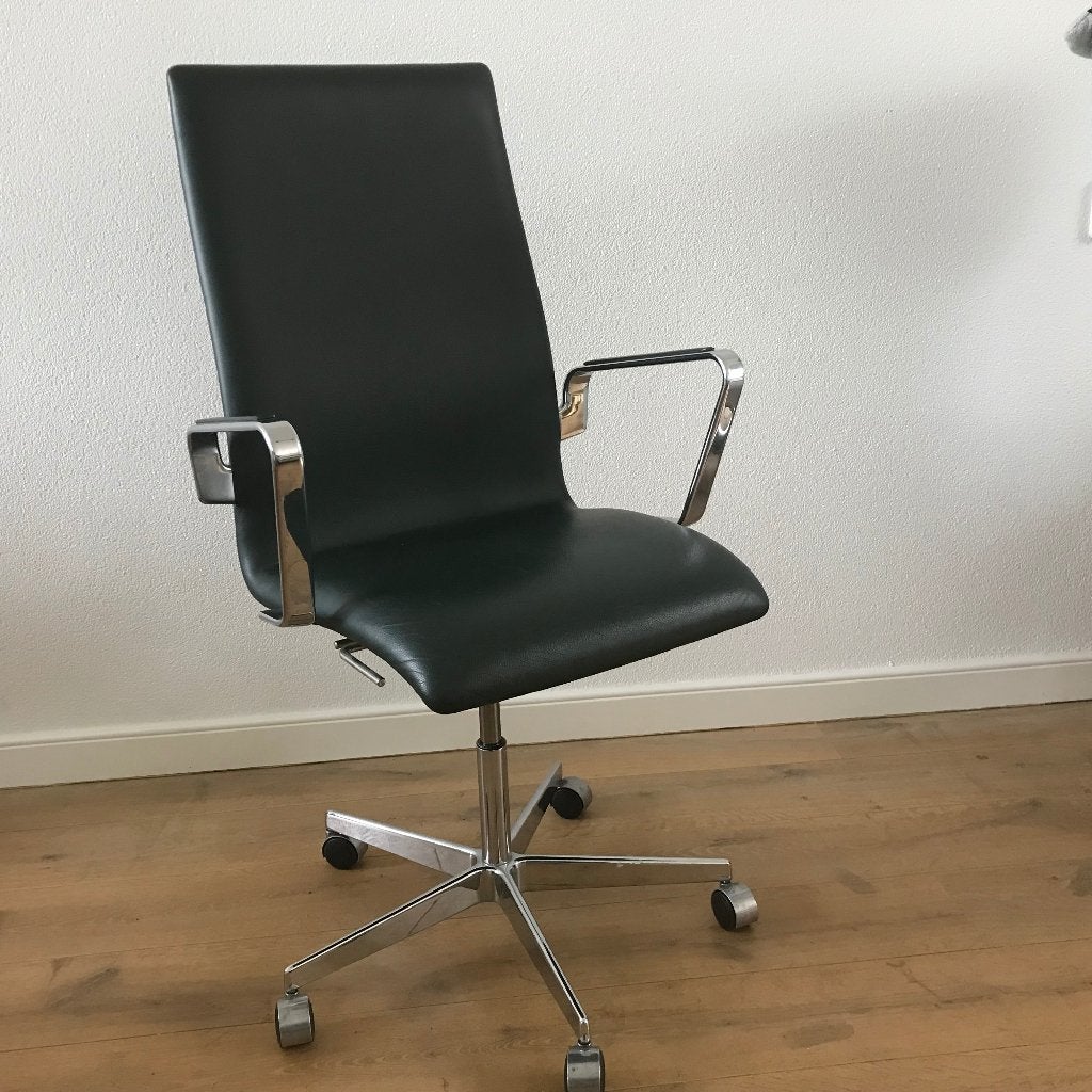 Fritz Hansen Oxford low back chair bureaustoel groen leer, Ophalen, Nvt, Nvt, Nvt