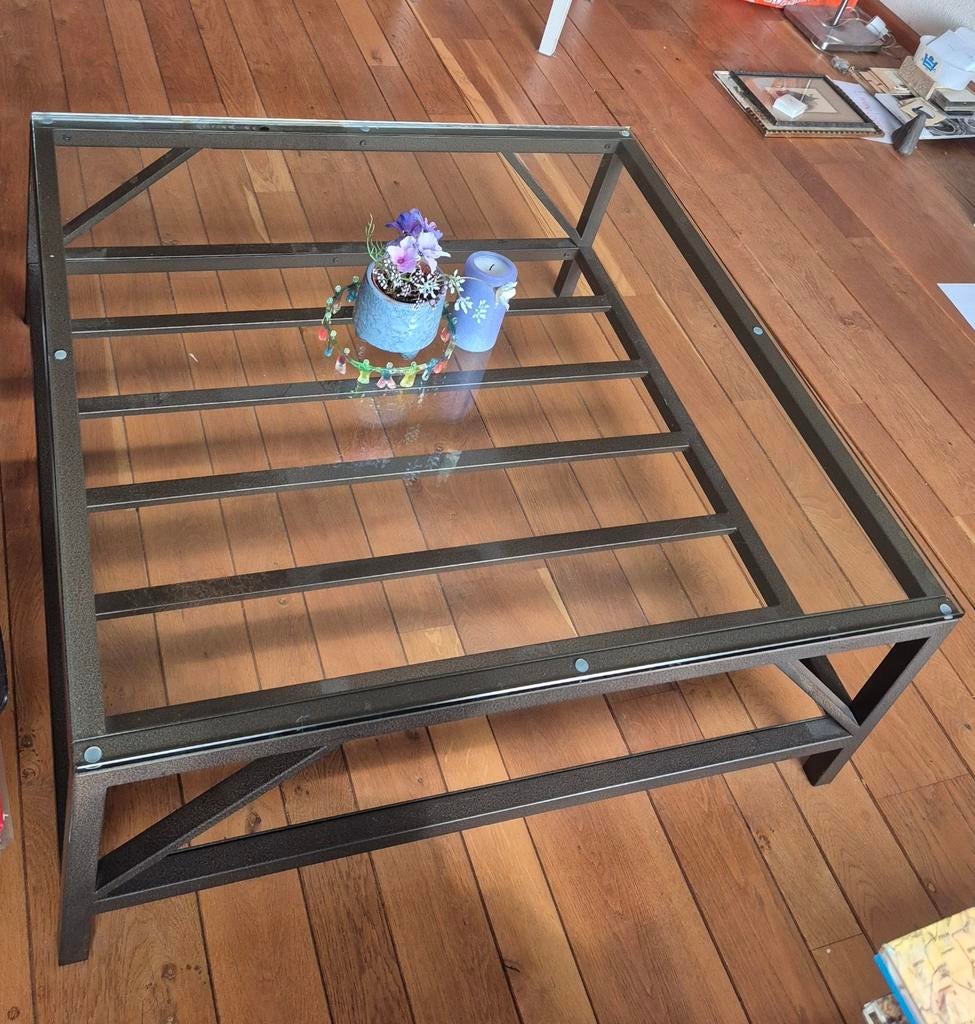 Glazen salontafel, Huis en Inrichting, Tafels | Salontafels, Ophalen, 100 tot 150 cm, 50 tot 100 cm, Minder dan 50 cm