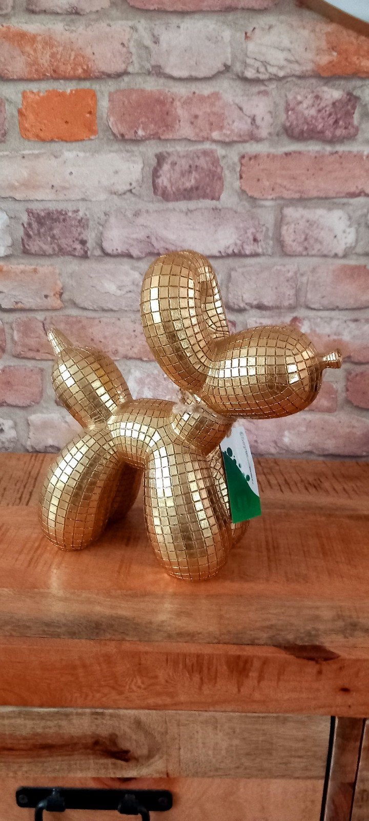 Evergreen:Grote 26cm Goudkleurig Ballonhond Beeld♥️NIEUW♥️, Ophalen of Verzenden, Nieuw, Dier