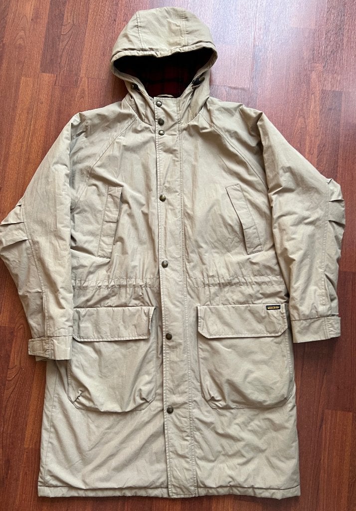 Tussenjas wandel jas Woolrich parka herfstjas tartan maat L, Kleding | Heren, Jassen | Winter, Ophalen, Maat 52/54 (L), Beige