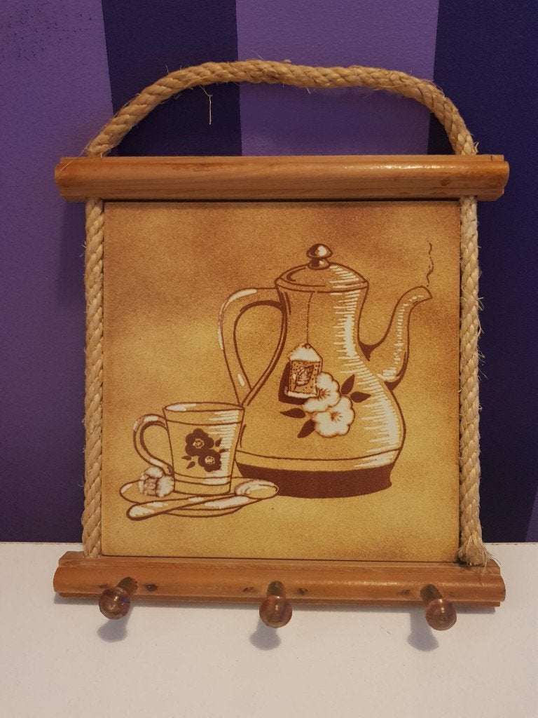 Retro vintage theedoek keukendoek hanger wandtegel, Overige typen, Nieuw, Ophalen of Verzenden, Steen/keramiek