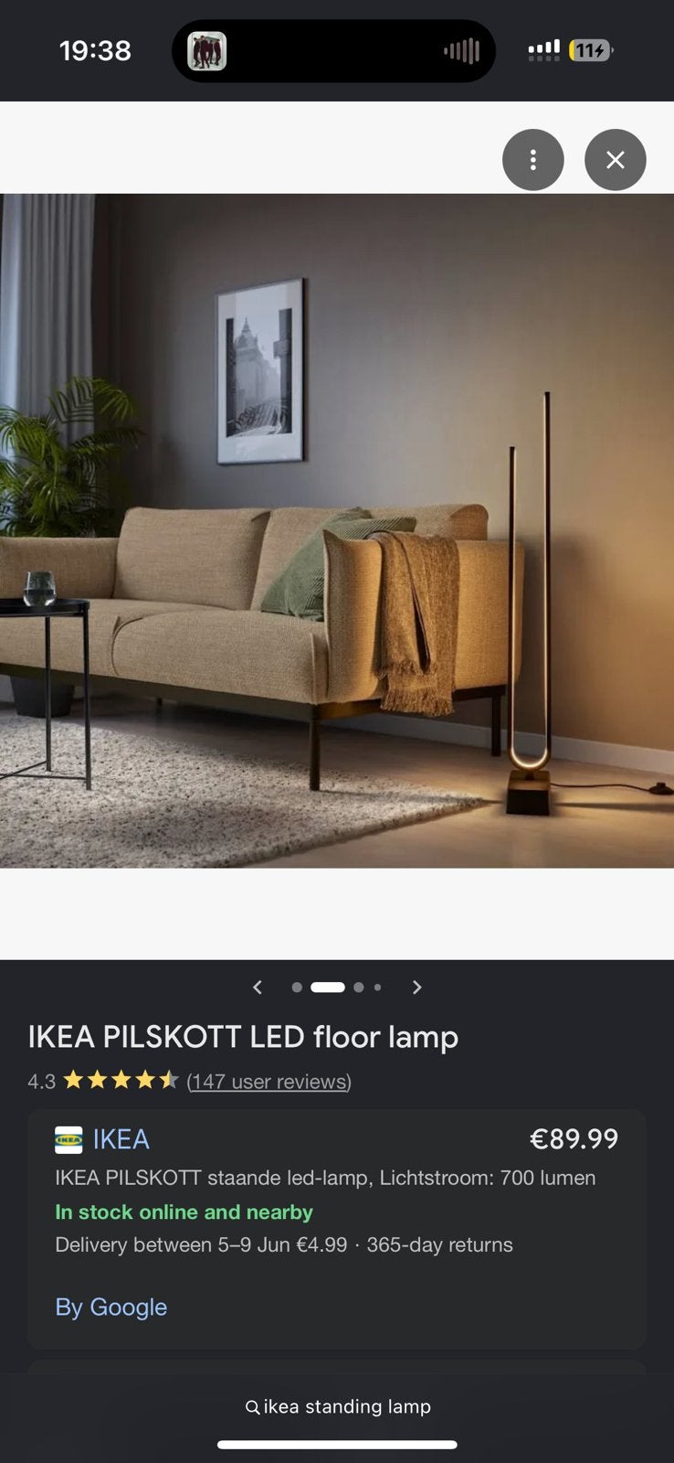 IKEA PILSKOTT LED vloerlamp - Modern en Stijlvol, Ophalen, Zo goed als nieuw, Metaal, 150 tot 200 cm